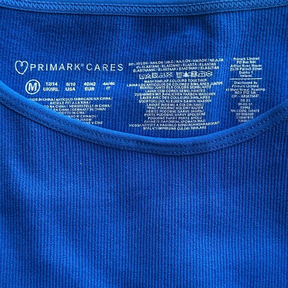 Primark Blue Ribbed Crop Tank M | New No Tags - Picture 3 of 3